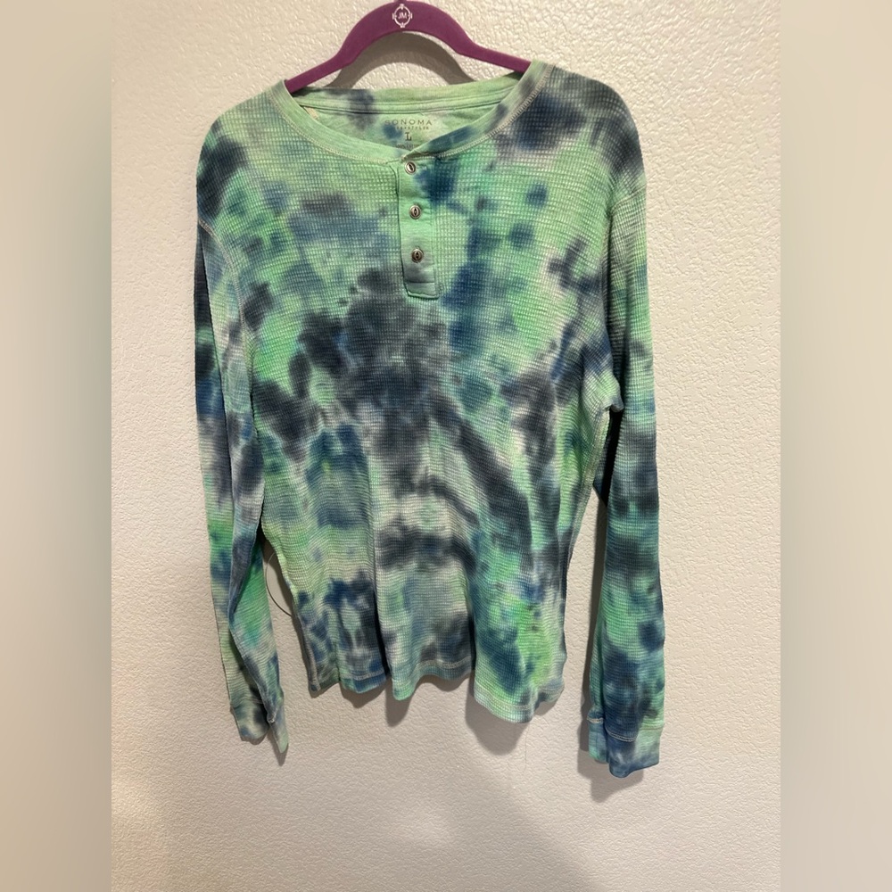 Sonoma Tie-Dye Long Sleeve Shirt - Green and Black